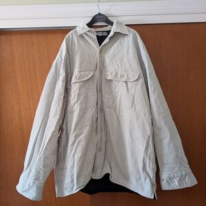 Men's Vintage Y2k Skate Burnside Light Gray Shirt Jacket Fleece Lined Medium